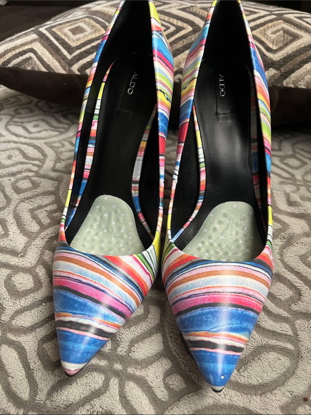 ALDO Multicolor Striped Pointed Toe Heels